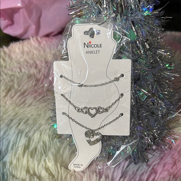 Nicole Silver Charm Anklet Trio - Picture 3 of 3